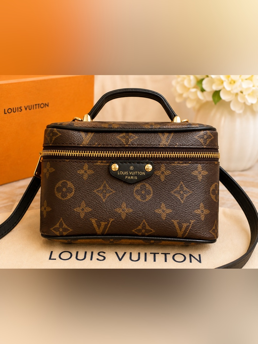 Source Unknown Brown Monogram Vanity Crossbody Bag